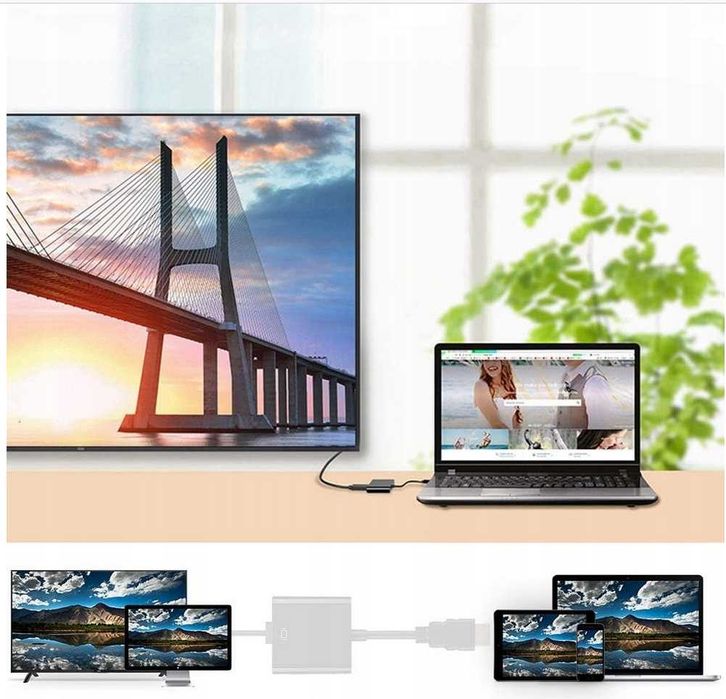 Adapter przejściówka WTYK konwerter HDMI - VGA D-SUB 15PIN kabel HD