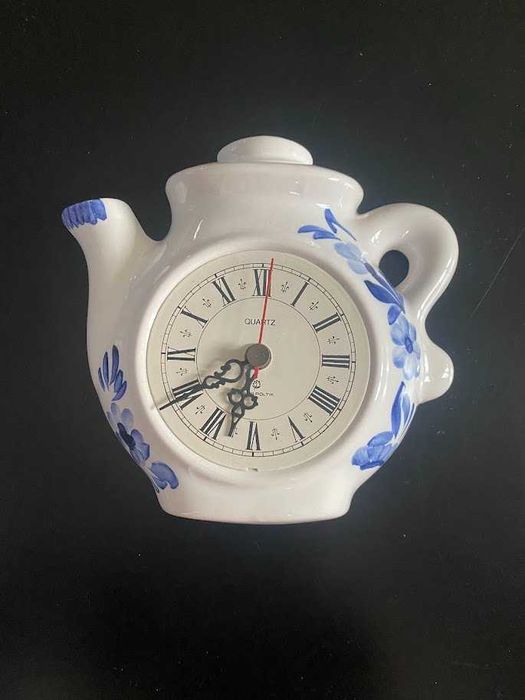 Zegar wiszący czajnik fajans jak Włocławek Koło Mera Poltik Quartz PRL