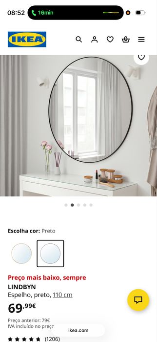 Espelho redondo 110cm