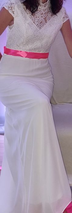 Sukienka slubna biala roz wizytowa r 38 m