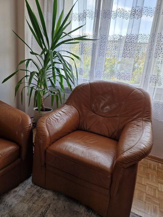 Komplet wypoczynkowy ze skóry naturalnej