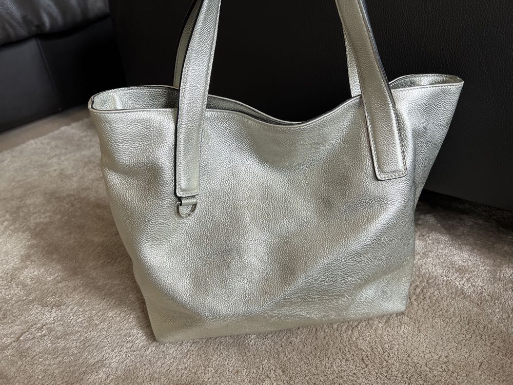 Srebrna torba torebka shopper shopperka Coccinelle