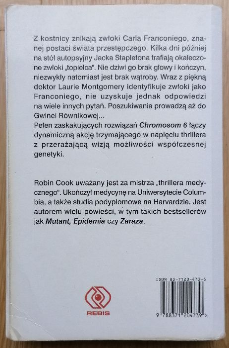 "Chromosom 6" Robin Cook książka thriller medyczny