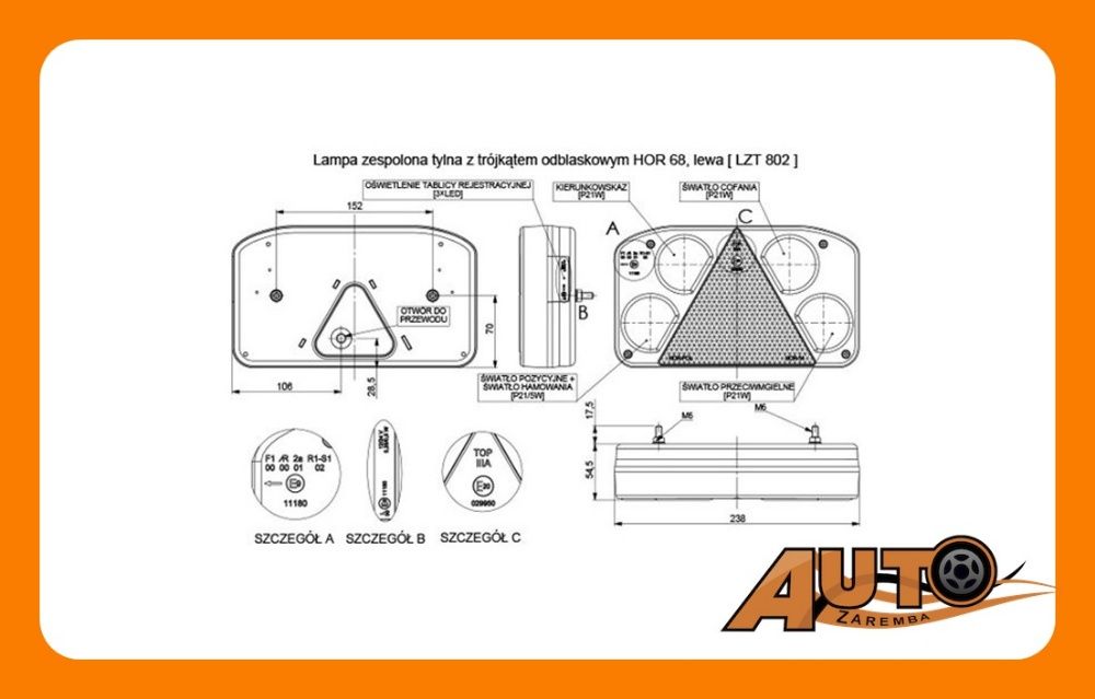 Lampa zespolona tylna LZT 802 lewa