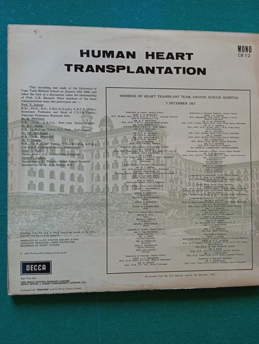 Disco de vinil 2x "Human heart transplantation"