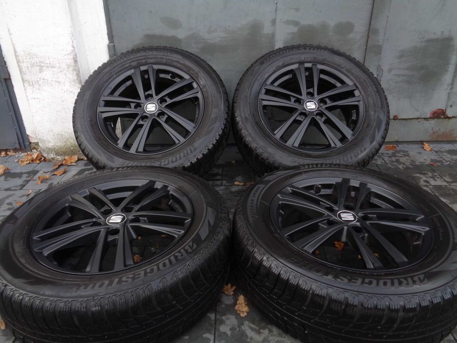 Czarne felgi 16 cali 5x112 SEAT VW Audi Skoda, opony zimowe 205/60R16