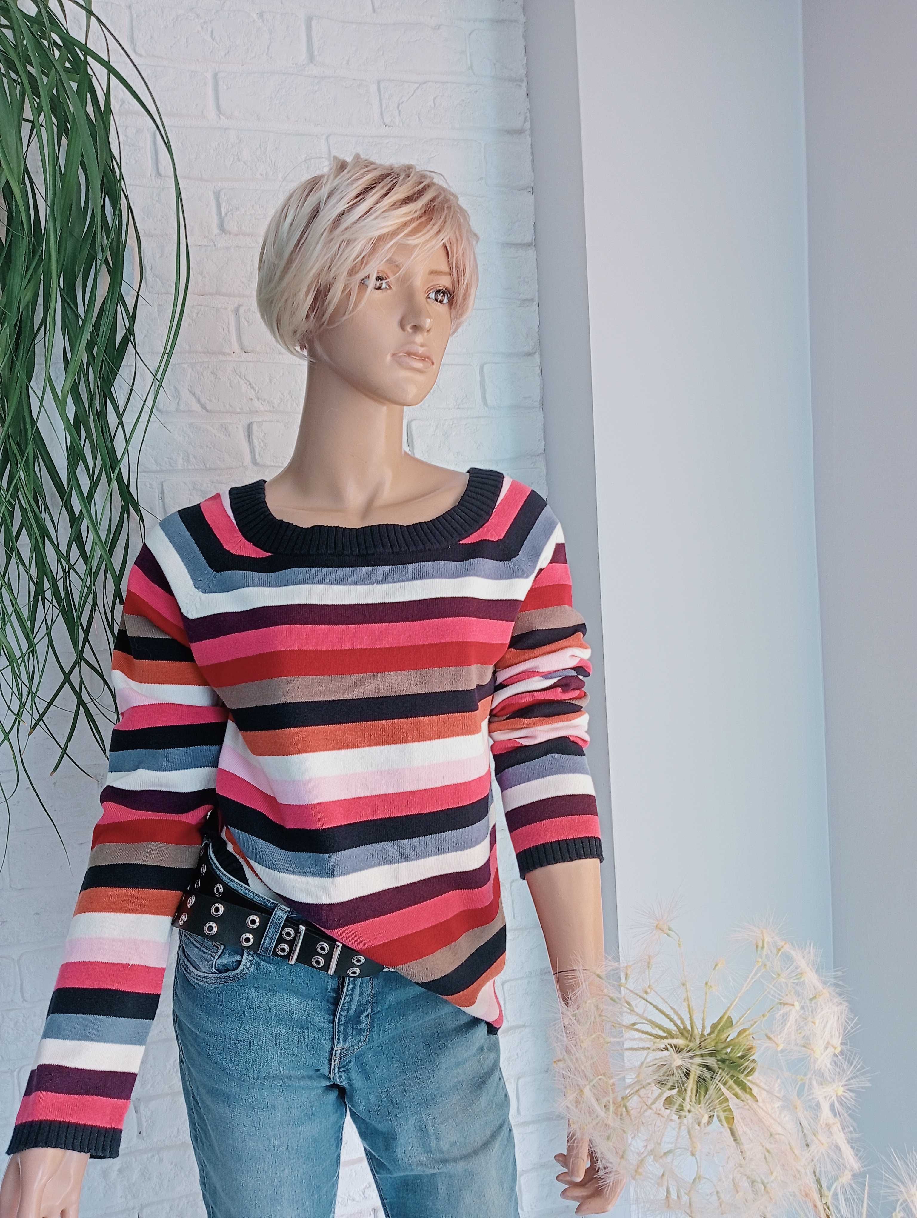 Bawełniany sweter damski w paski kolorowy 40-42/M-L Lindex