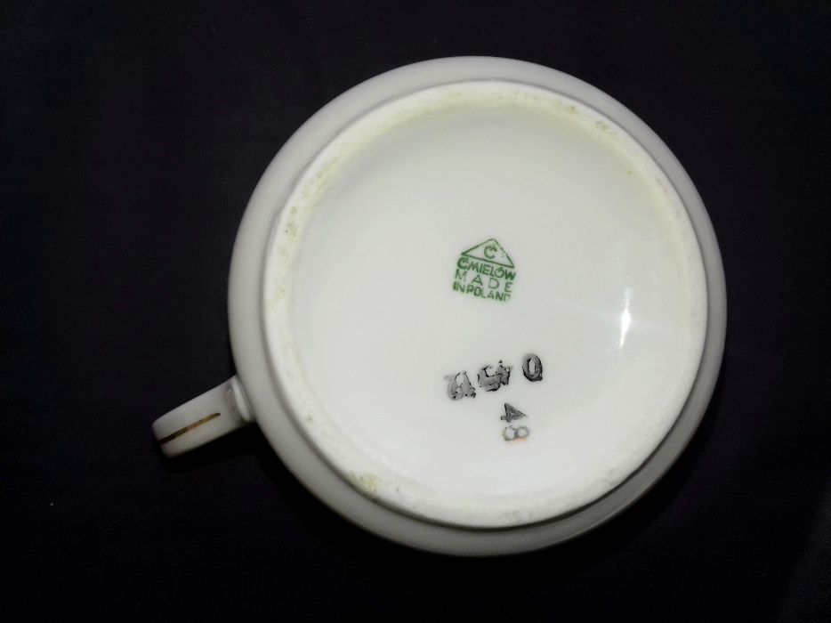 Kubek szklanka kufel porcelana Ćmielów antyk zabytek.