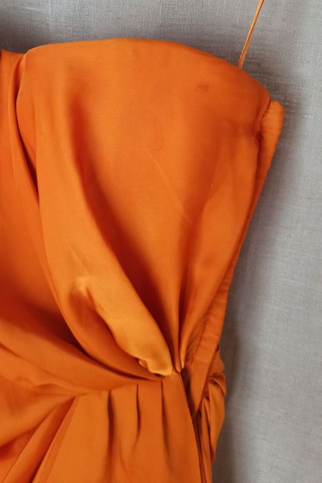 Sukienka H&M, concious koktajlowa wieczorowa weselna ruda pomarańczowa