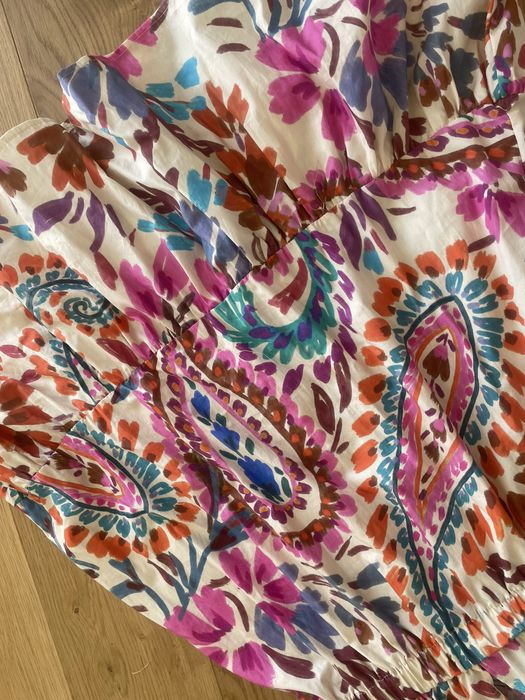 Sukienka boho kolorowa we wzory Zara nowa 38 M z falbanką węzłem