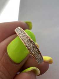 Стильное золотое кольцо с бриллиантами красное золото 585 проба