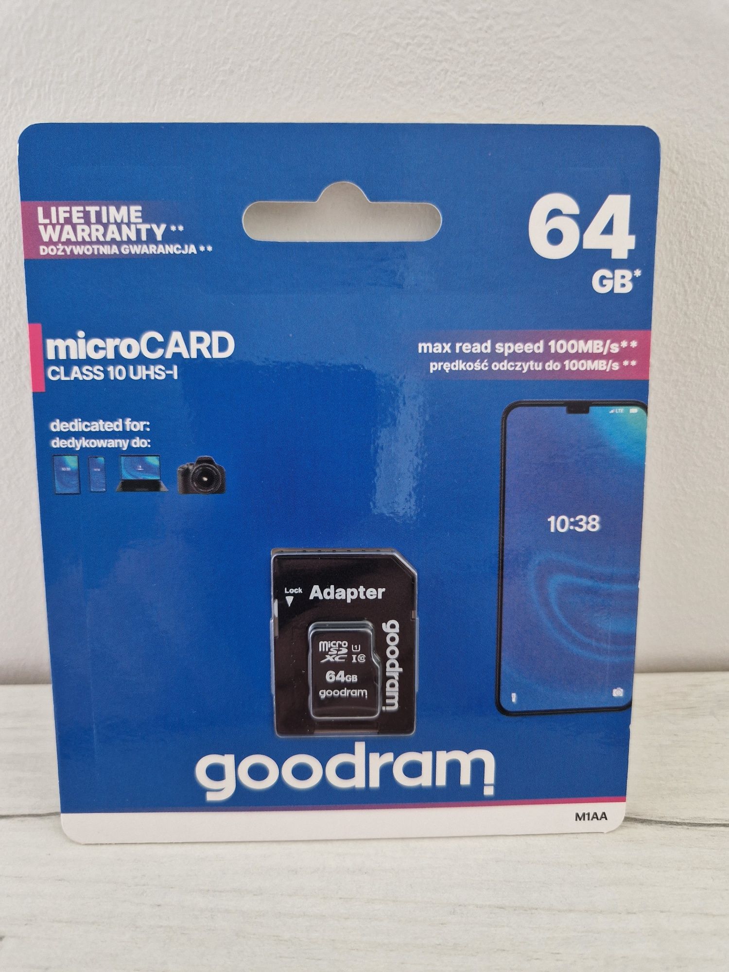 Karta pamięci micro sd GOODRAM - 64GB adapterem UHS I CLASS 10 100MB/s