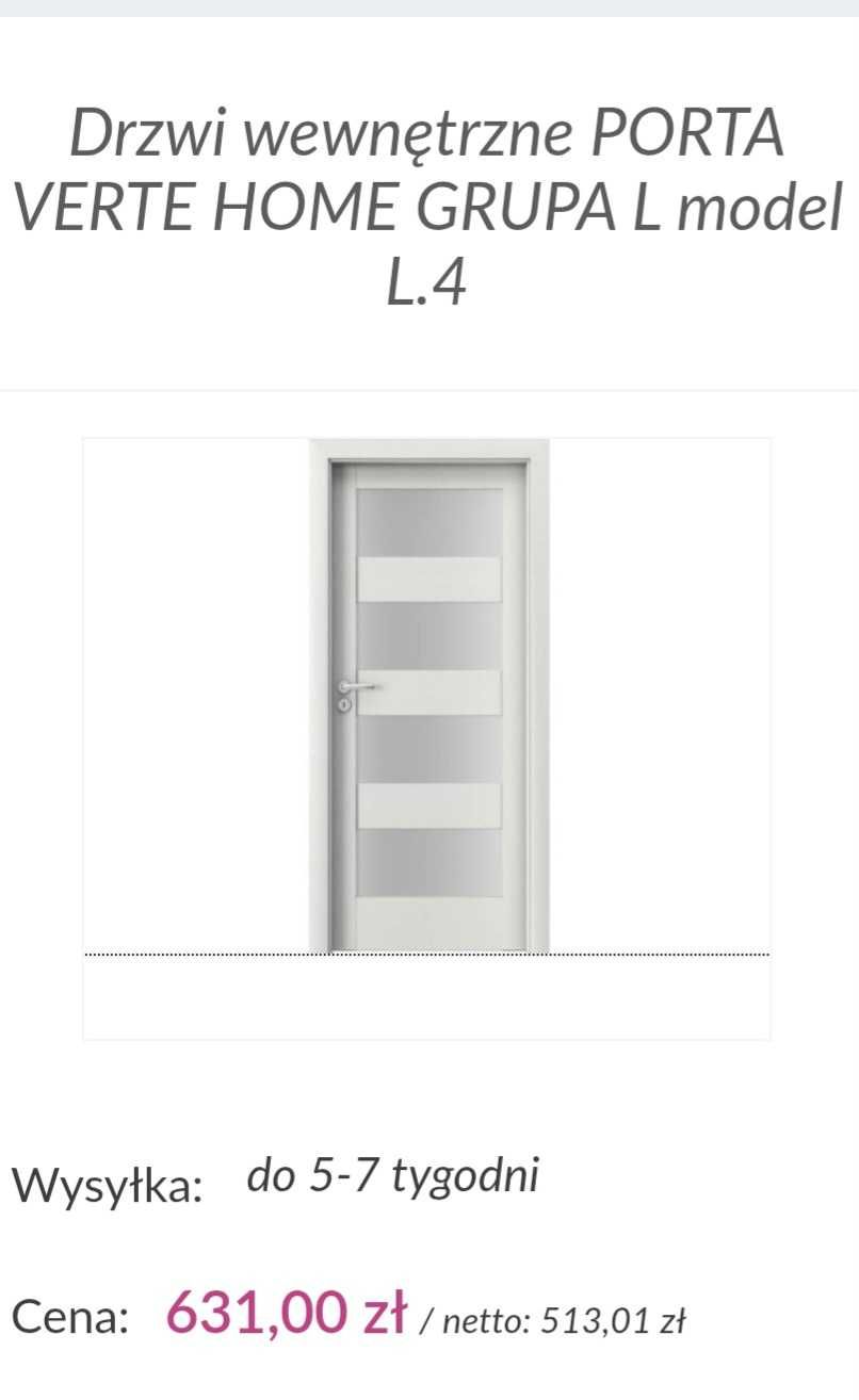 Skrzydło PORTA VERTE HOME GRUPA L model L.4 białe