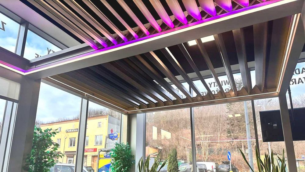 Pergola tarasowa lamelowa