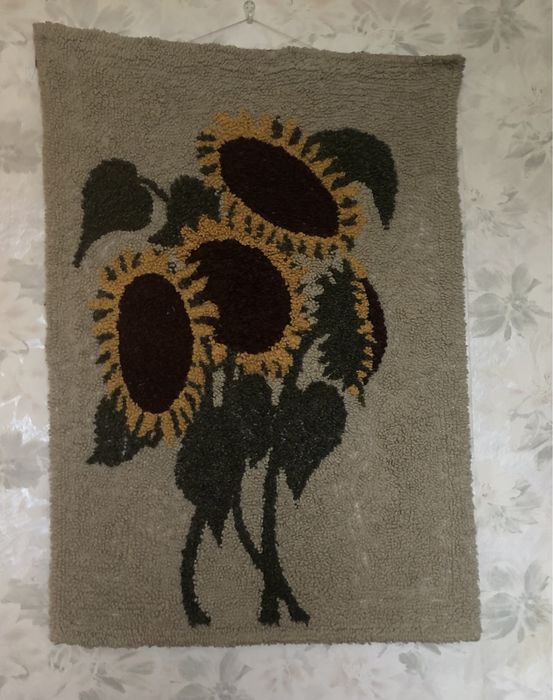 Kilim na ścianę Sloneczniki ręcznie tkany PRL