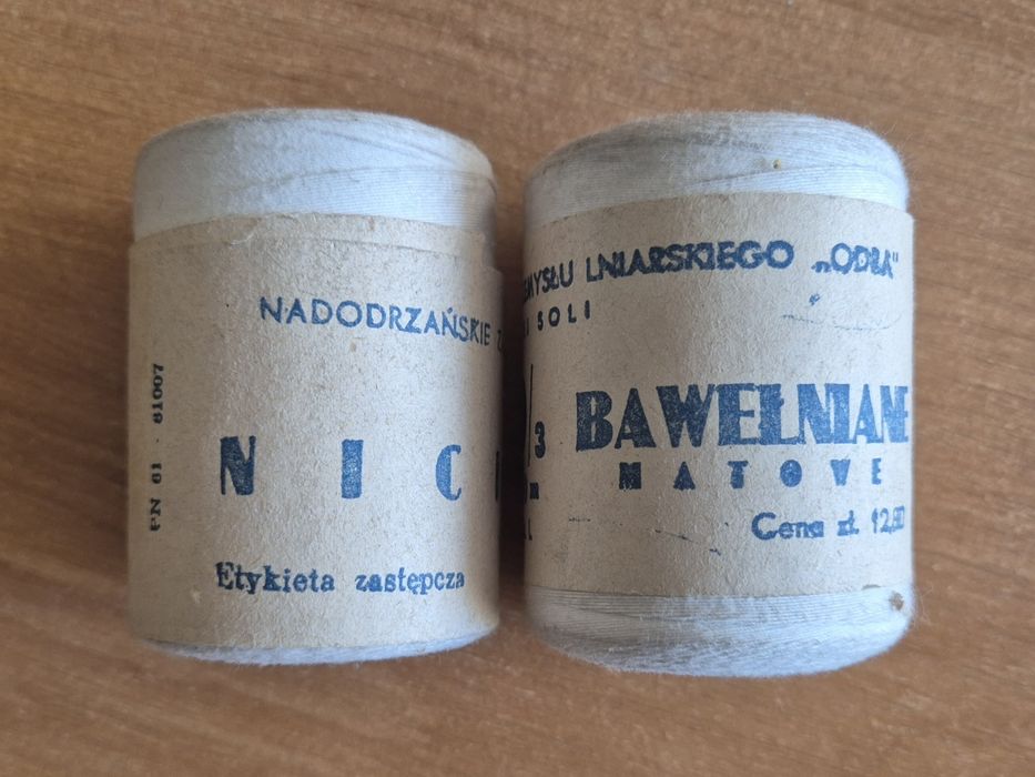 Nici bawełniane matowe białe Odra PRL