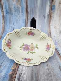 Porcelanowy półmisek - Ecru z motywem kwiatów - vintage deisgn