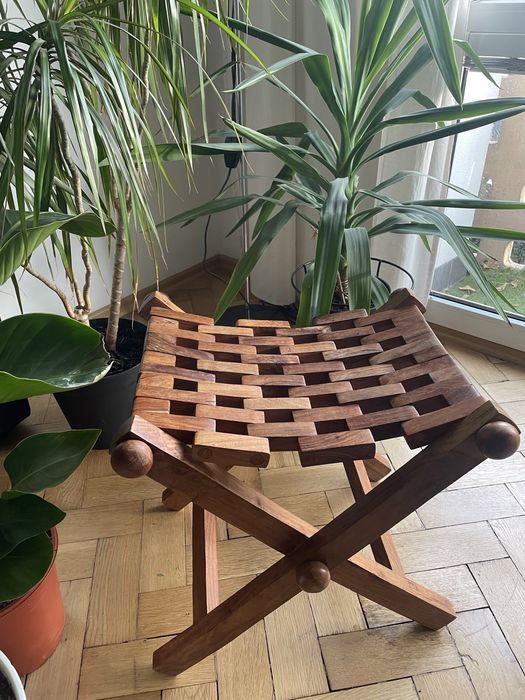Krzesło taboret składany ISHAYU (Drewno z Indii)