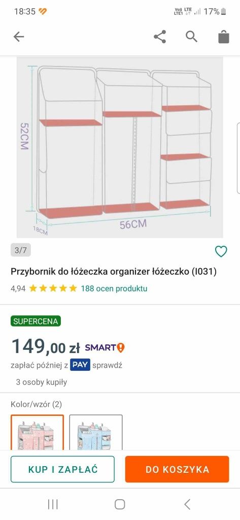 Organizer na łóżeczko LIMI