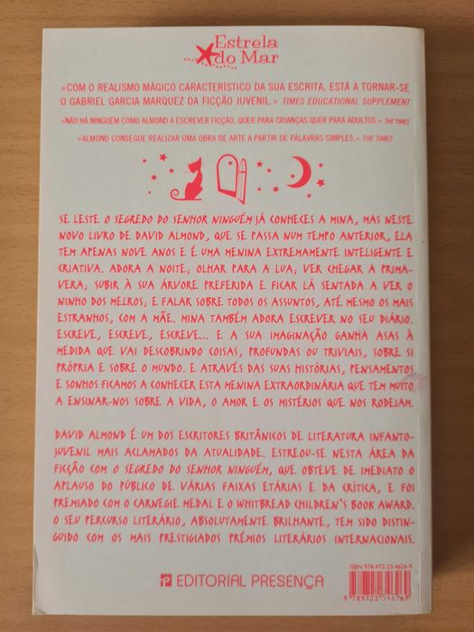 livro juvenil "O Meu Nome é Mina e Gosto da Noite" de David Almond