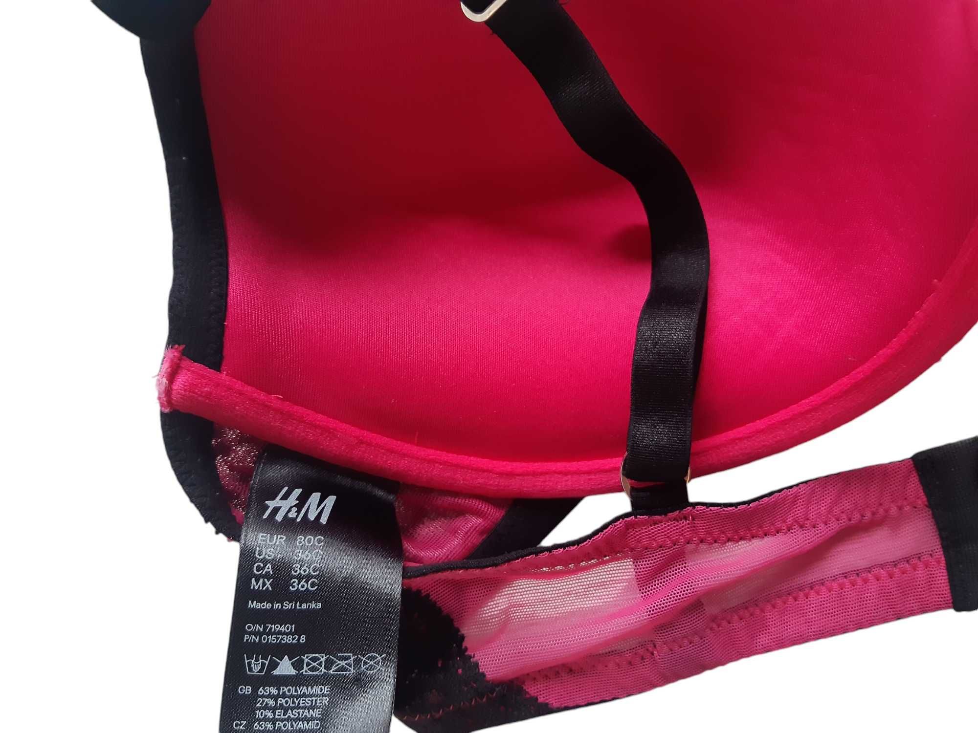 Różowy stanik biustonosz 80C 36C push up H&M bielizna damska pushup
