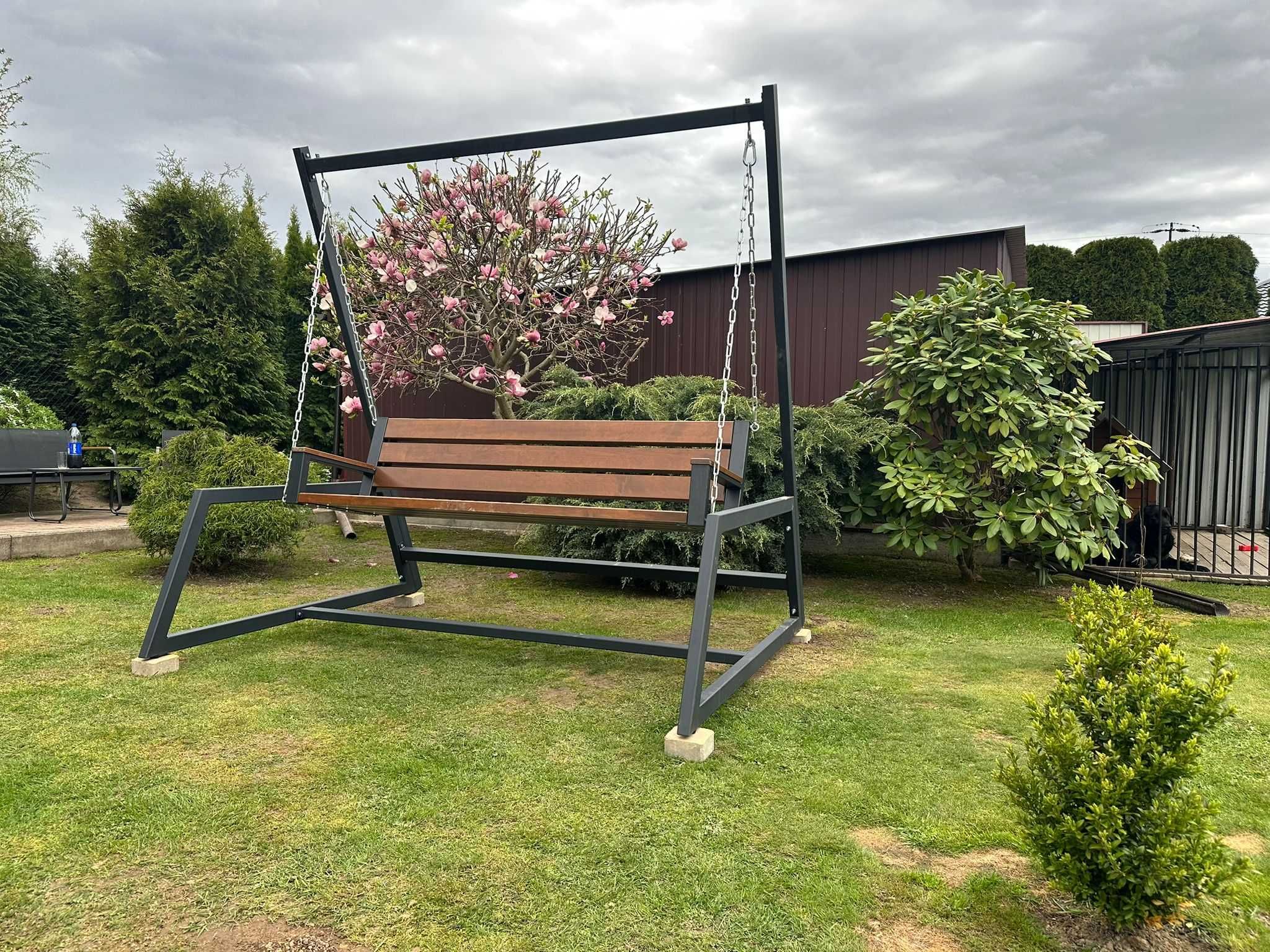 Huśtawka Ogrodowa LOFT PREMIUM wykonanie metal drewno Cała POLSKA