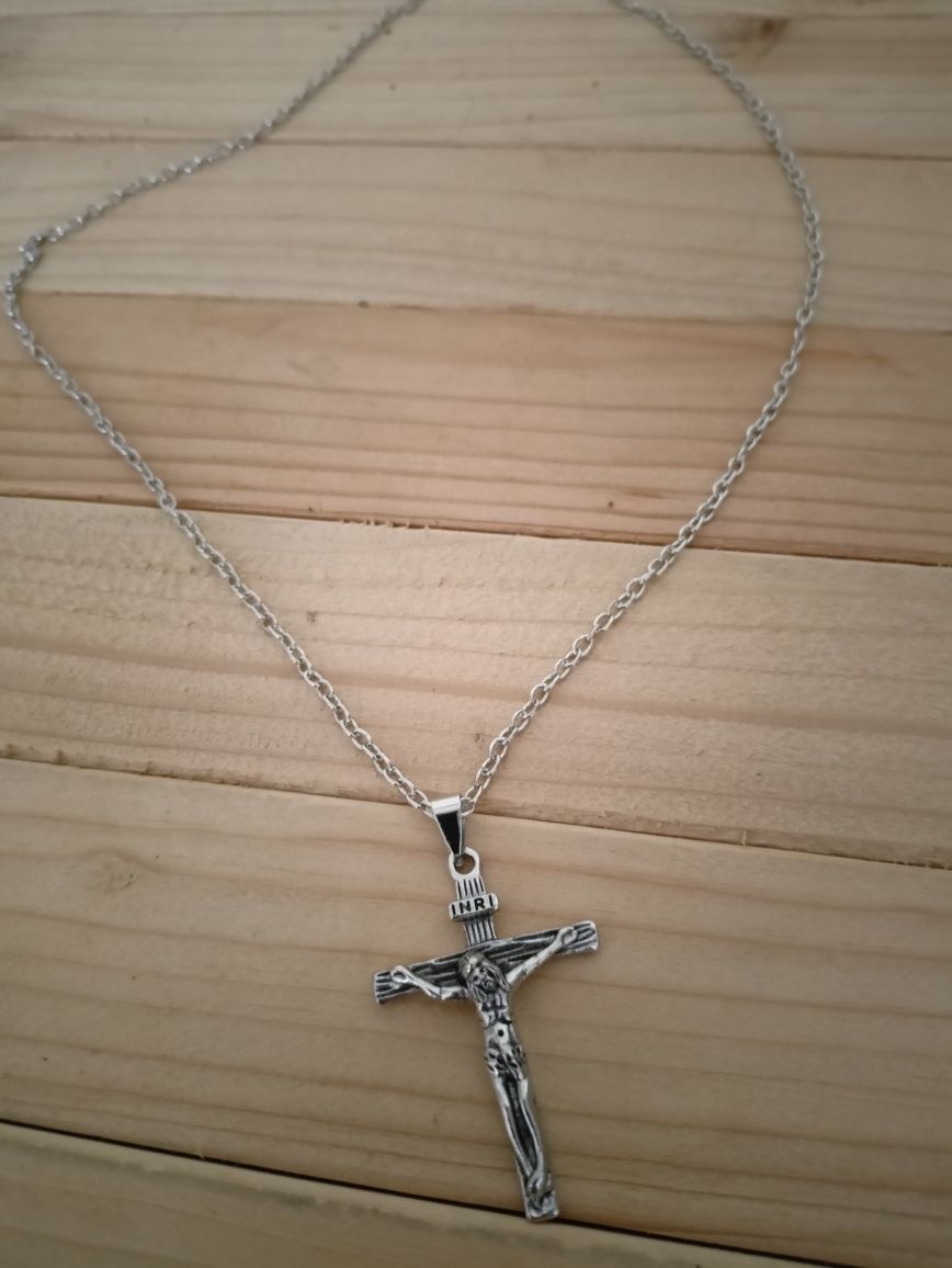 Nowy krzyż chrześcijański,naszyjnik, biżuteria, chrzest, INRI