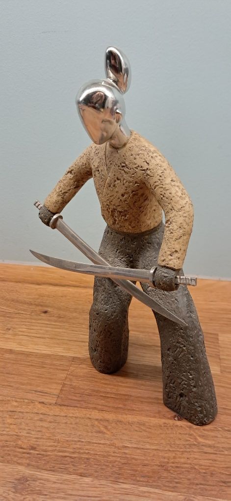 Unikat figurka rzeźba Samuraj metal art deco