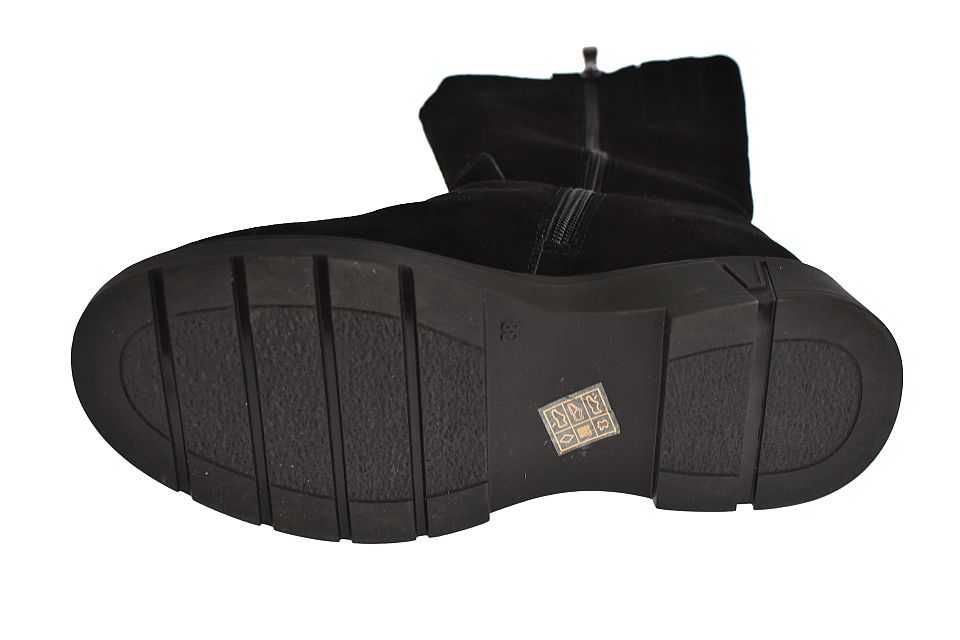 Kozaki damskie skórzane wysokie ocieplane śniegowce B-219 BK roz. 39