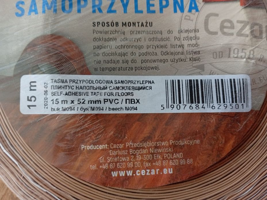 Taśmy przypodłogowe samoprzylepne Cezar buk M094