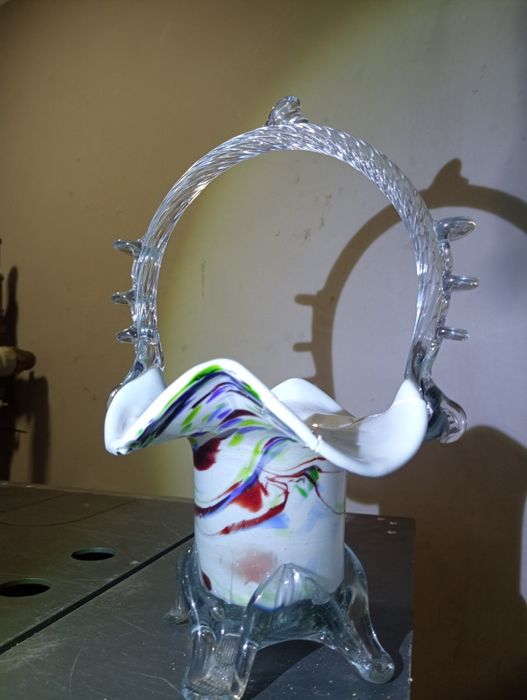 Szklany koszyk PRL duży czytać opis