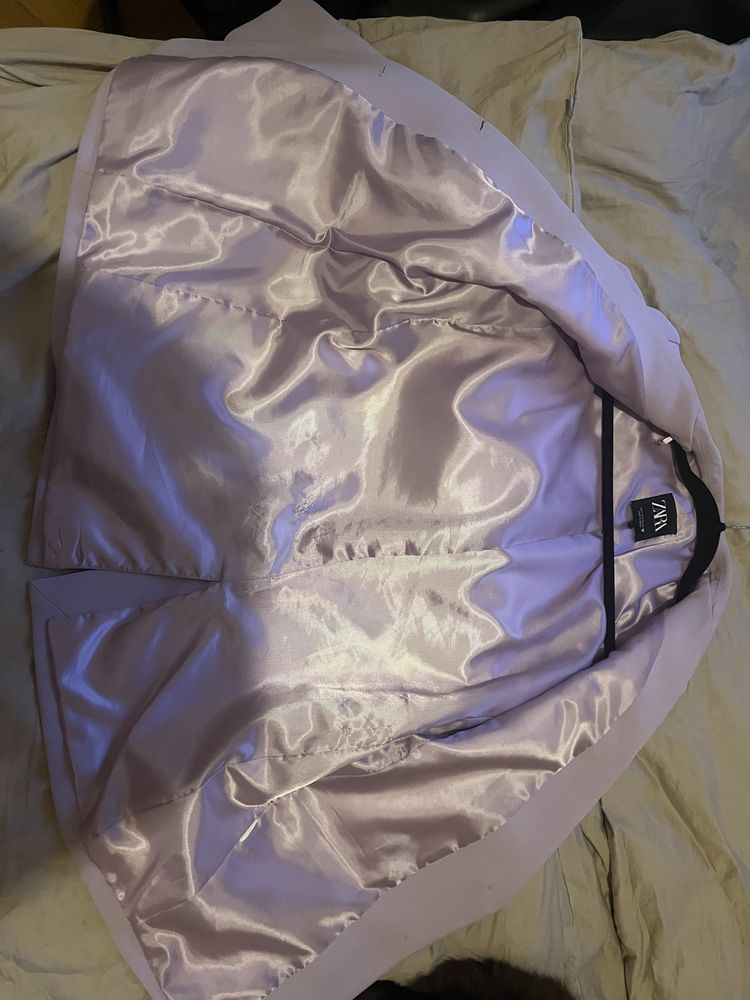 Zara marynarka zakiet liliowa s oversize klasyczna lyocell