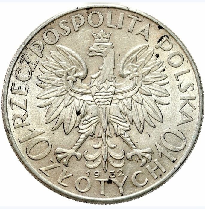 Moneta obiegowa II RP 10zl Głowa kobiety 1932r zzm