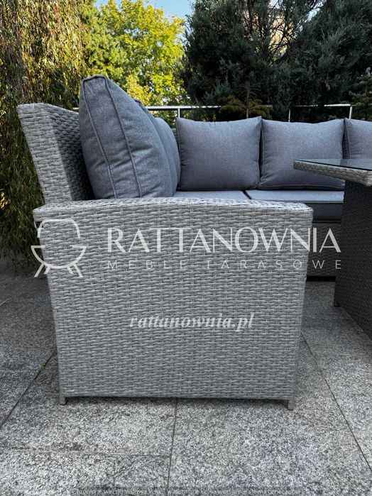 Narożnik Ogrodowy Zestaw Mebli Ogrodowych Tarasowych 3 Fotele Premium