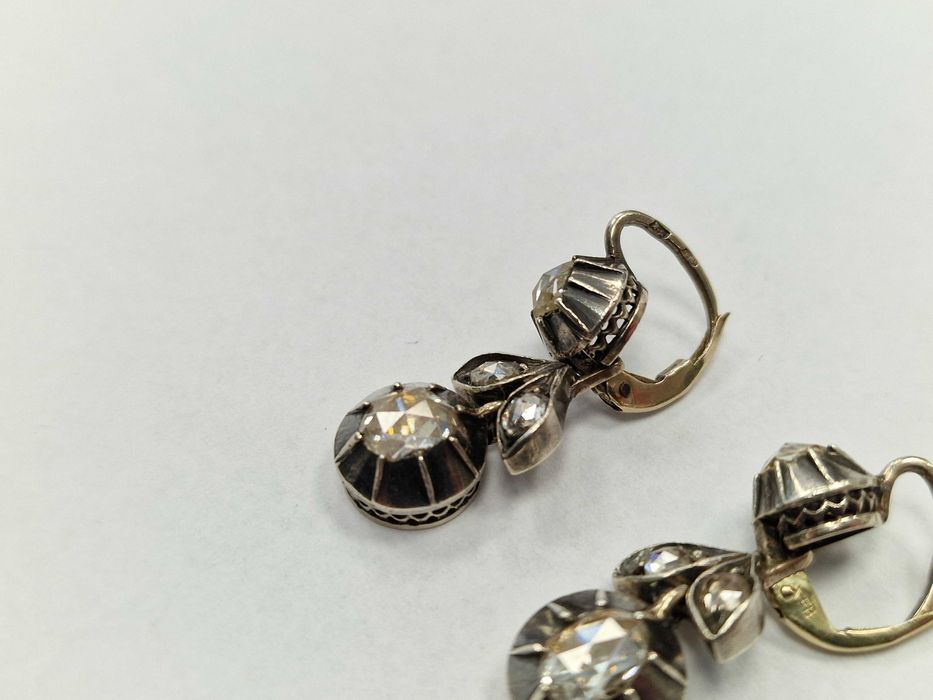 Złote kolczyki/ 580/ AUSTRO-WĘGRY/ 8.70 gram/ 8x DIA/ 1.64ct/ wycena