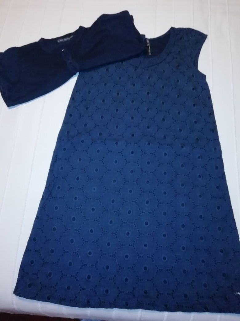 Vestido de menina LITTLE COUTURE azul marinho com casaco