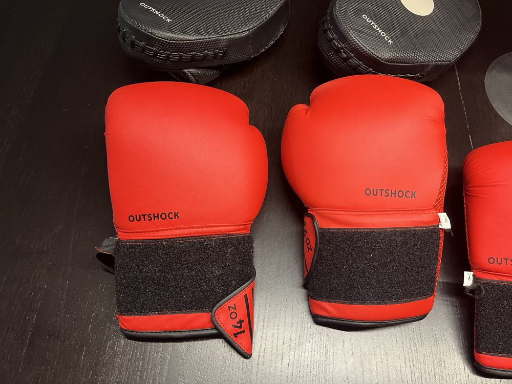 Kit Boxe OUTSHOCK – Luvas Adulto e Criança + Manoplas + Pera - Novo!