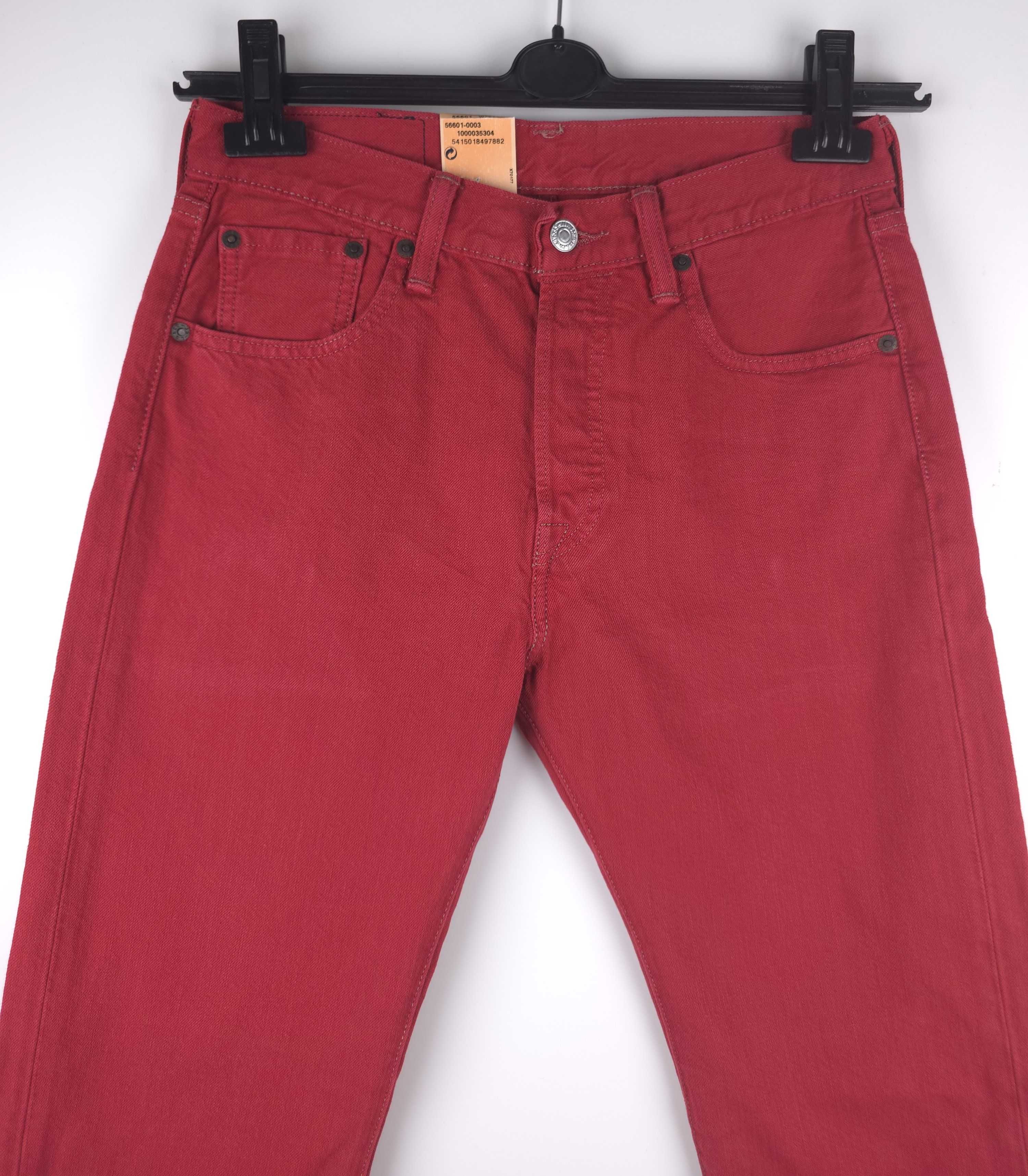 Levi's 501 czerwone spodnie jeansy jeansowe 3/4 W29