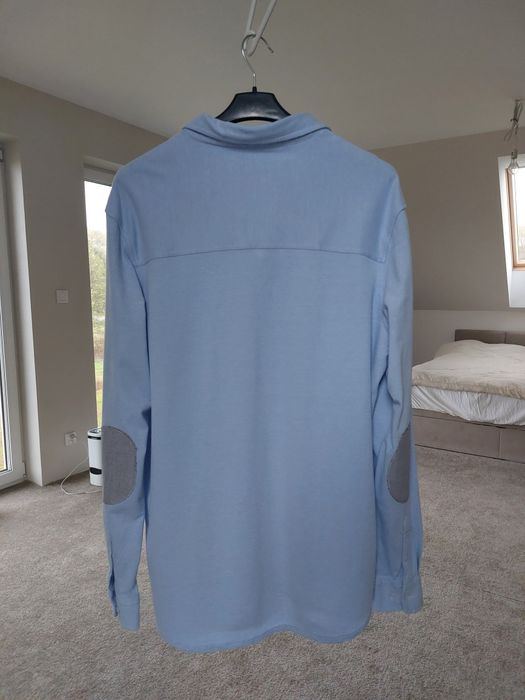 Koszula męska Livergy XXL łatki na łokciach niebieska