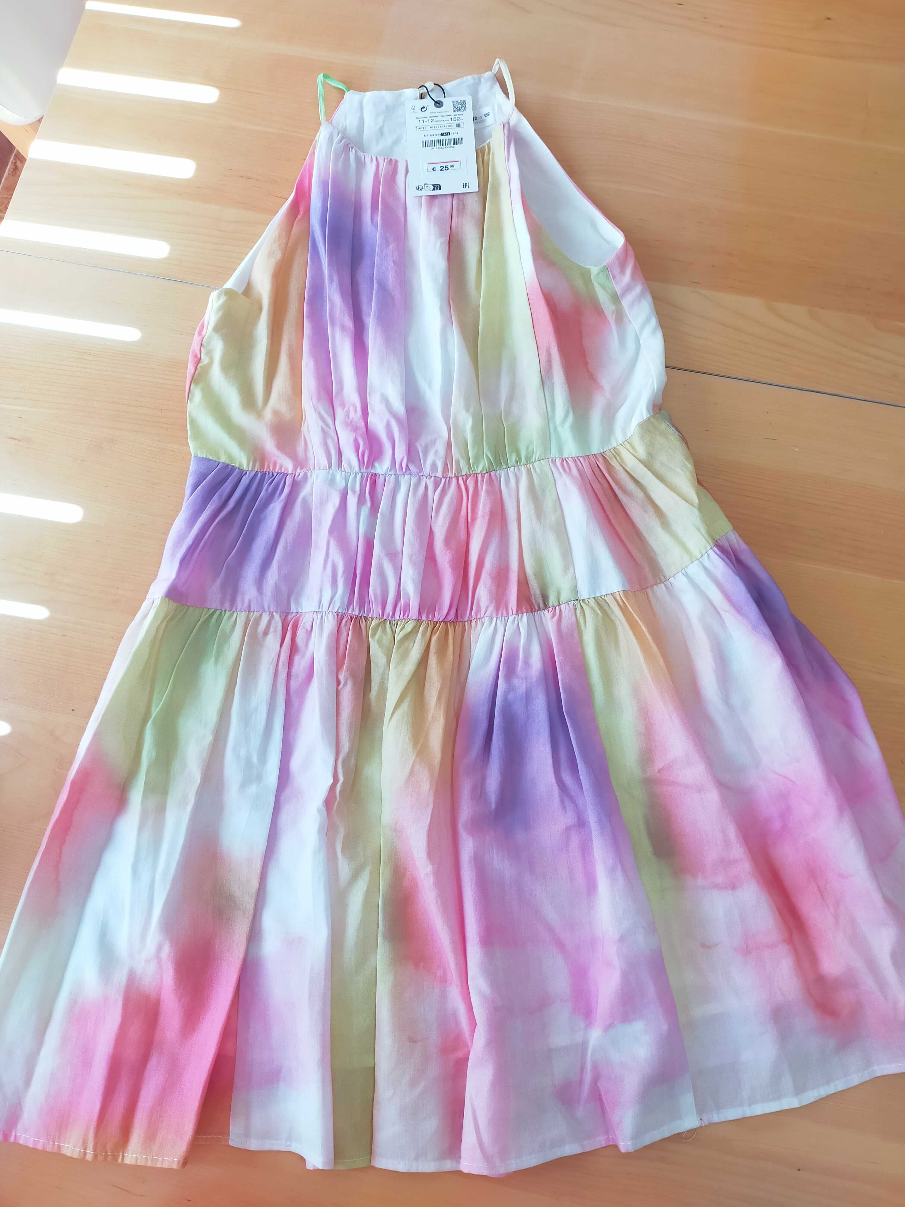 Vestido Zara Kids - Halter Tafetá Tie Dye Multicolor 11/12 anos Zara
