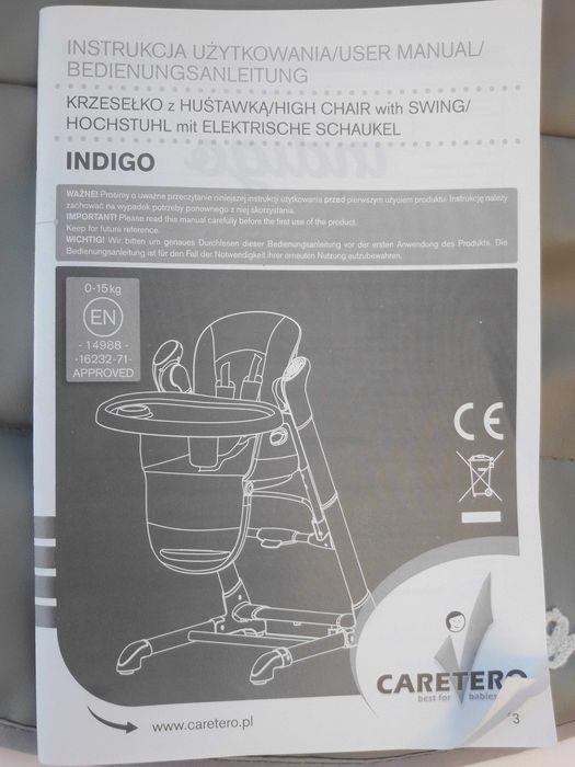 Krzesełko z huśtawką Caretero Indigo
