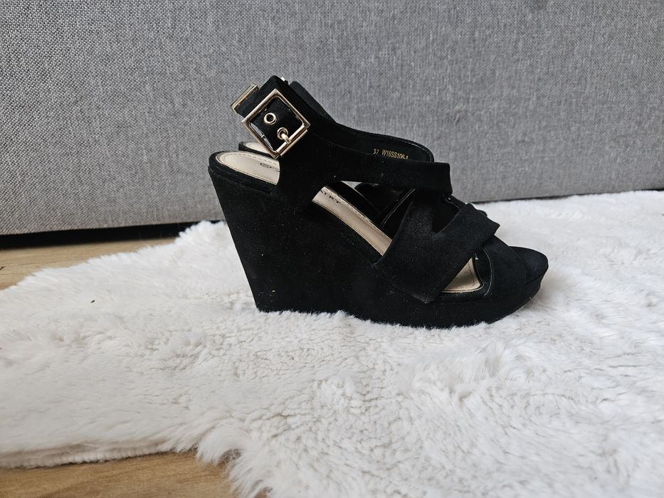 Sandaly na koturnie czarne Jenny letnie  fabrycznie 37