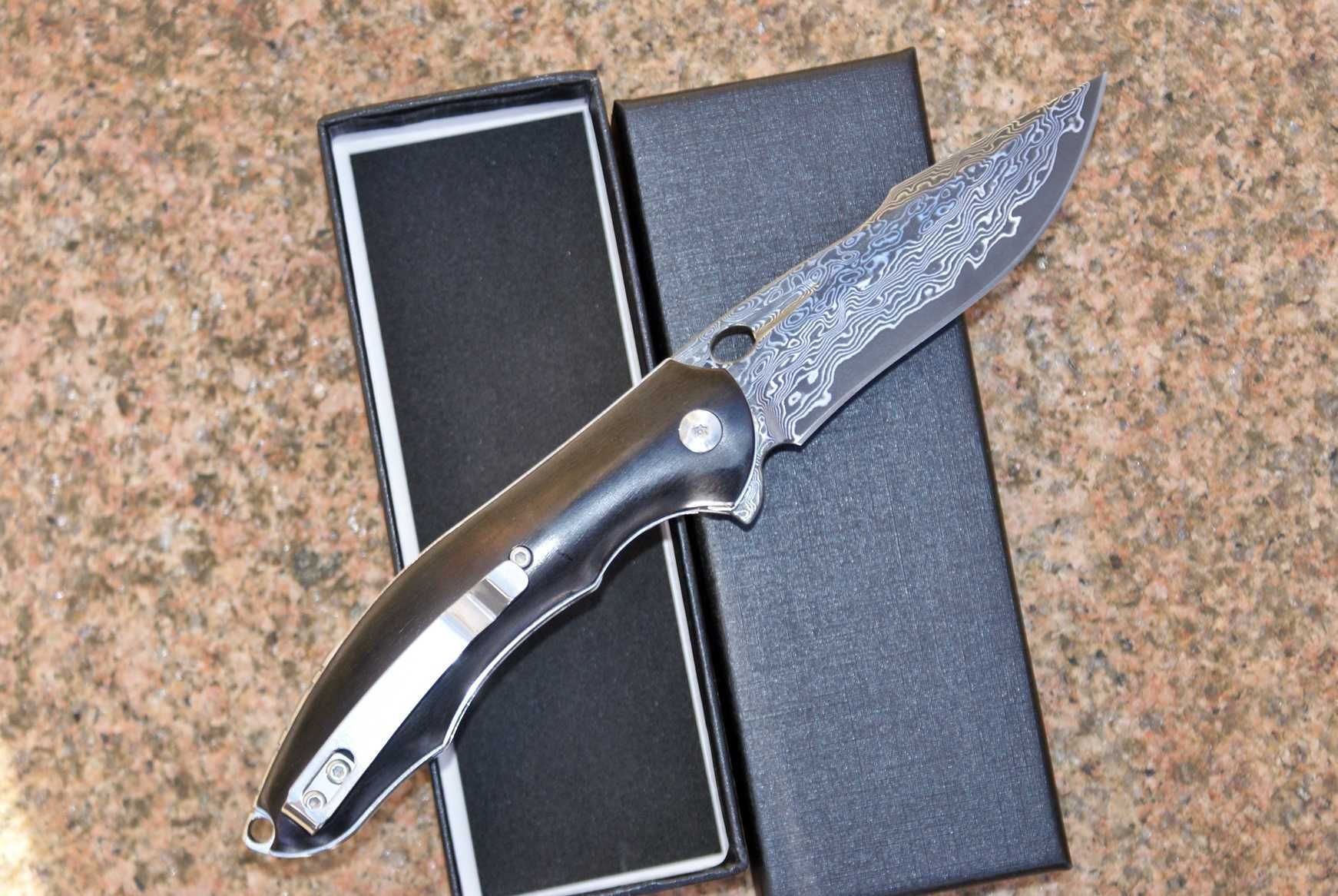 VG10 składany damasceński Heban nóż scyzoryk - 19 cm