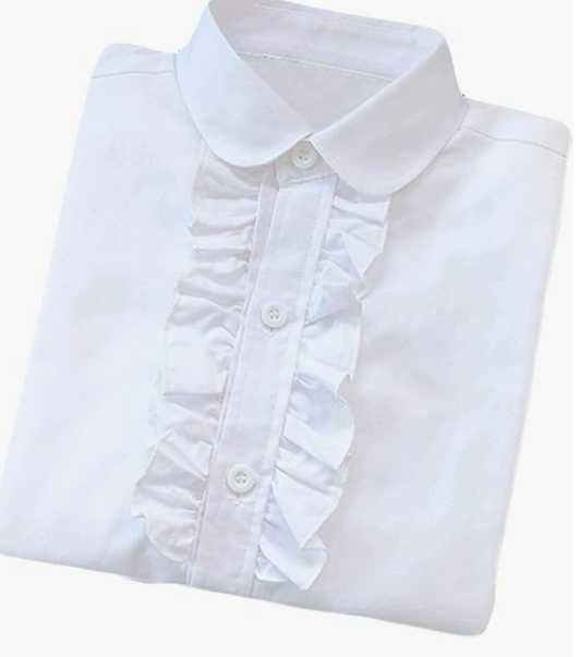 Koszula dziewczęca Bienzoe elegancka biała, z falbanką 12-13 lat NOWA