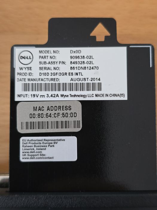 Mini komputer terminal Dell 5010 Wyse Dx0D z chłodzeniem pasywnym