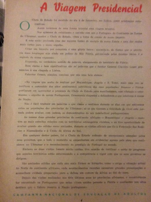 A campanha órgão da companhia nacional de educação de adultos, 1956