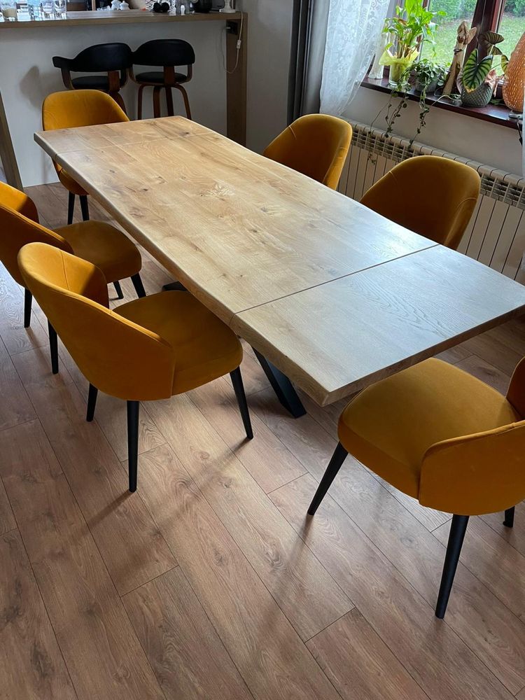 Stol debowy Dostawki Loft  Dab Lite drewno Rustic Nowoczesny Lity dab
