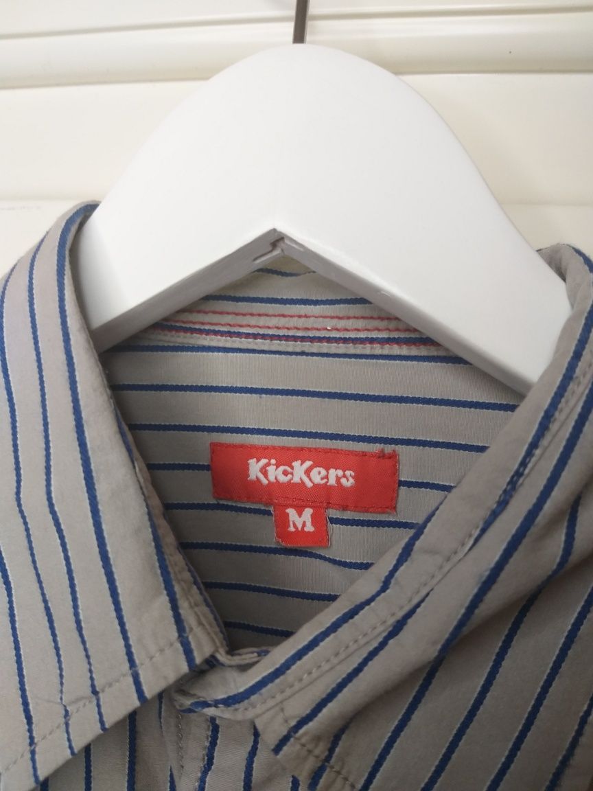 Koszula szara w paski kickers rozmiar M męska shirt elegancka slim fit