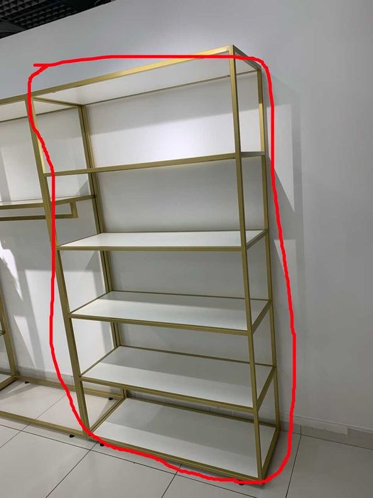 Меблі для магазину БУ (шафа, стелаж) білі золоті метал найкраща якість