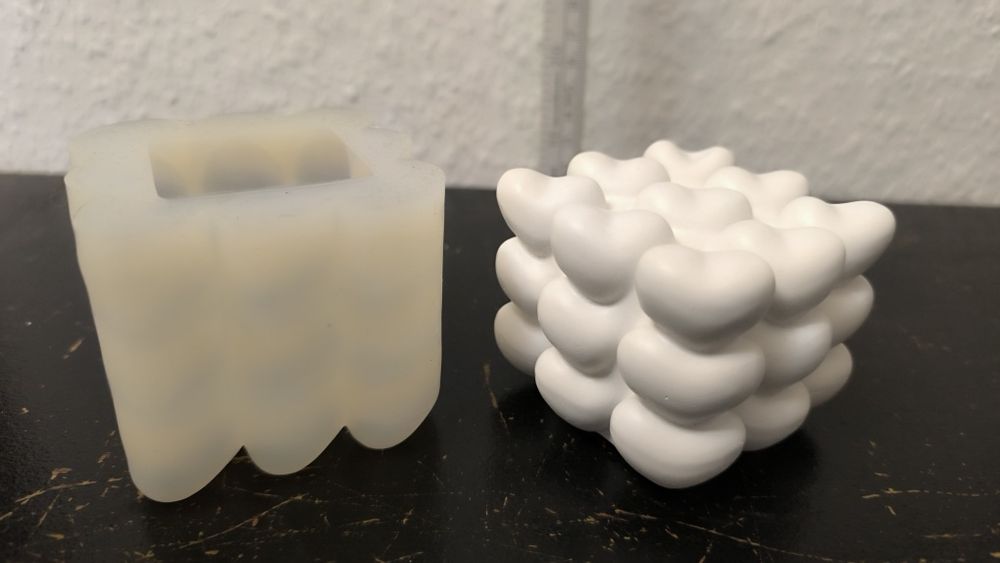 Forma silikonowa serca kostka świece gips